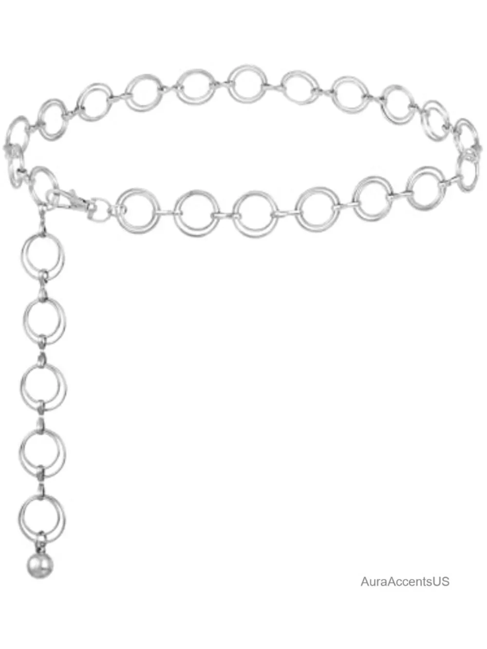 Metal Waist Chain Fashion Multilayer Chain Belt Adjustable for Dress